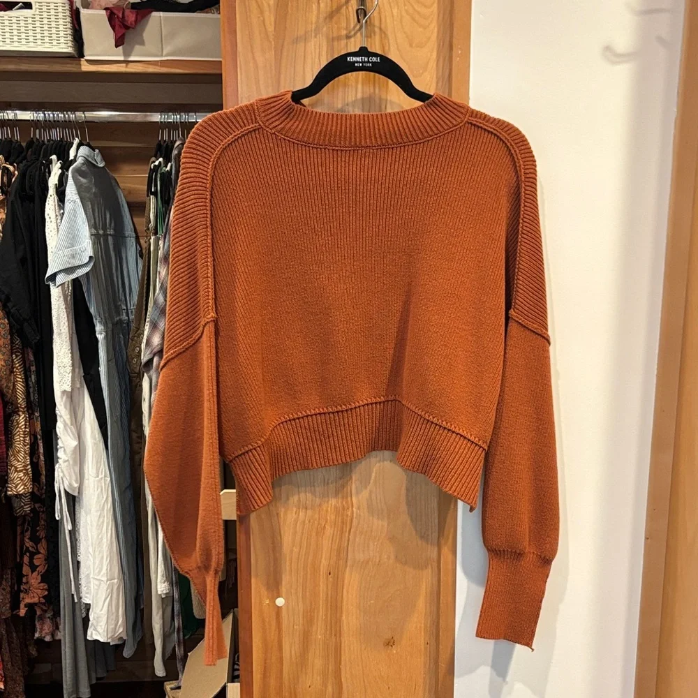 Free People Rust Crew Neck Sweater - Picture 3 of 5